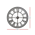 Artiss 60cm Wall Clock Roman Numerals Metal Black