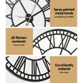 Artiss 60cm Wall Clock Roman Numerals Metal Black