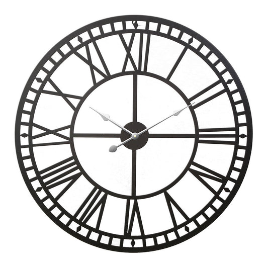 Artiss 80cm Wall Clock Roman Numerals Metal Black