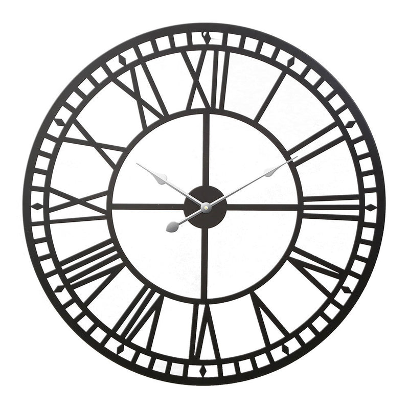 Artiss 80cm Large Wall Clock Roman Numerals Metal Black