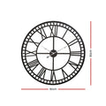 Artiss 80cm Large Wall Clock Roman Numerals Metal Black