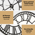 Artiss 80cm Large Wall Clock Roman Numerals Metal Black