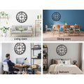 Artiss 80cm Large Wall Clock Roman Numerals Metal Black