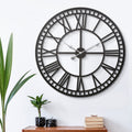 Artiss 80cm Large Wall Clock Roman Numerals Metal Black