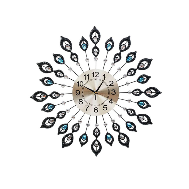 Artiss 60cm 3D Peacock Wall Clock Crystal Silver Large