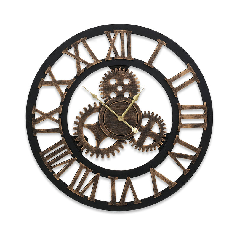 Artiss 60cm Wall Clock Retro Roman Numerals Brown