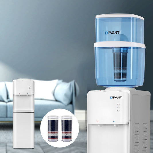 Devanti Water Cooler Dispenser 22L Bottle Stand White 2 Filter