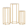 3Pcs Wedding Backdrop Pedestal Stand Gold Metal Hexagon Wedding Frame Plinth Pillars Table