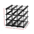Artiss Wine Rack 12 Bottle Black Metal Storage Stand