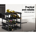Artiss Wine Rack 12 Bottle Black Metal Storage Stand