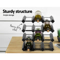 Artiss Wine Rack 12 Bottle Black Metal Storage Stand
