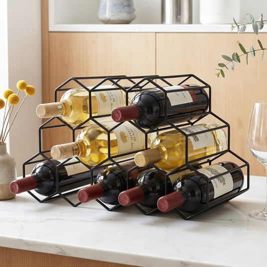Artiss 12 Bottle Wine Rack Metal Black No Assembly