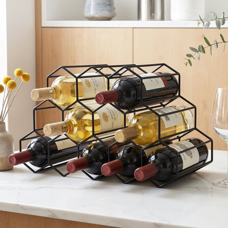 Artiss Metal Wine Rack 12 Bottle Black No Assembly