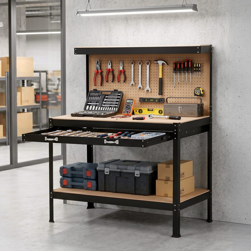 Giantz 120cm Workbench Pegboard Work Table 20 Hooks