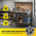 Giantz 120cm Workbench Pegboard Work Table 20 Hooks