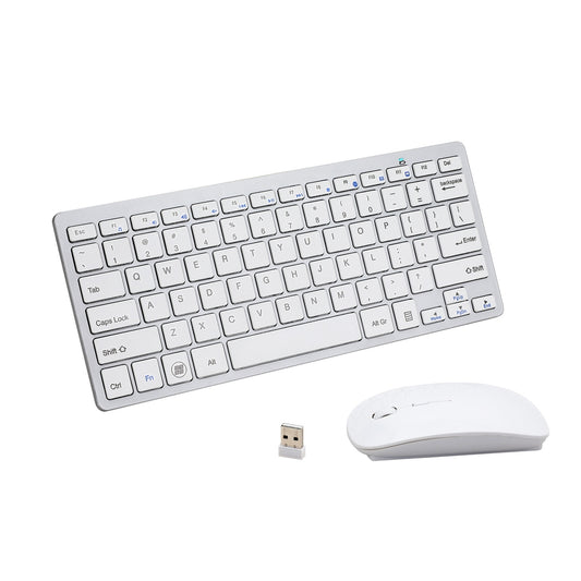 Wireless Keyboard Mouse Combo Bluetooth 78 Keys White PC Laptop