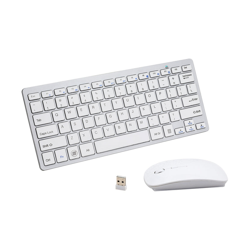 Wireless Keyboard Mouse Combo Bluetooth 78 Keys White PC Laptop