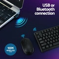 Wireless Keyboard Mouse Combo Bluetooth 104 Keys Black PC Laptop