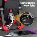 Giantz LED Work Light Rechargeable USB Cordless Torch Rotating Folding