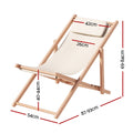 Gardeon Wooden Deck Chair Beige Folding Sun Lounge Beach Patio