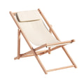 Gardeon Wooden Deck Chair Beige Folding Sun Lounge Beach Patio