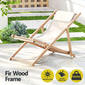 Gardeon Wooden Deck Chair Beige Folding Sun Lounge Beach Patio