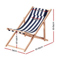 Gardeon Wooden Deck Chair Folding Sun Lounge Blue Patio Furniture