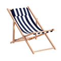Gardeon Wooden Deck Chair Folding Sun Lounge Blue Patio Furniture