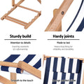 Gardeon Wooden Deck Chair Folding Sun Lounge Blue Patio Furniture