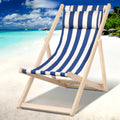 Gardeon Wooden Deck Chair Folding Sun Lounge Blue Patio Furniture