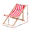 Gardeon Wooden Deck Chair Folding Sun Lounge Red Patio Furniture