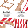 Gardeon Wooden Deck Chair Folding Sun Lounge Red Patio Furniture