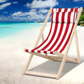 Gardeon Wooden Deck Chair Folding Sun Lounge Red Patio Furniture