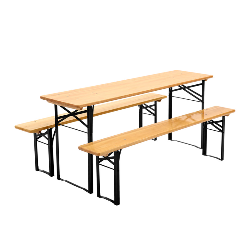 Gardeon Wooden Outdoor Foldable Bench Set Natural