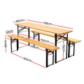 Gardeon Wooden Outdoor Foldable Bench Set Natural