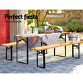 Gardeon Wooden Outdoor Foldable Bench Set Natural