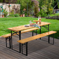 Gardeon Wooden Outdoor Foldable Bench Set Natural