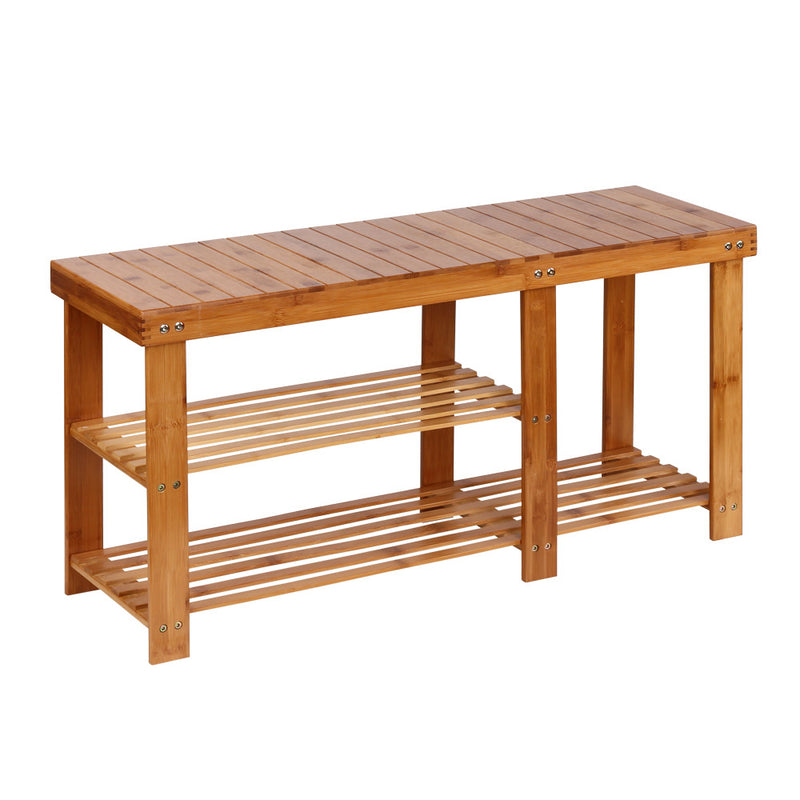 Artiss Bamboo Shoe Rack Bench Storage Organiser