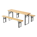 Gardeon 3pc Outdoor Dining Set Wooden Bench Lounge Patio