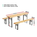 Gardeon 3pc Outdoor Dining Set Wooden Bench Lounge Patio