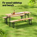 Gardeon 3pc Outdoor Dining Set Wooden Bench Lounge Patio