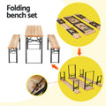 Gardeon 3pc Outdoor Dining Set Wooden Bench Lounge Patio