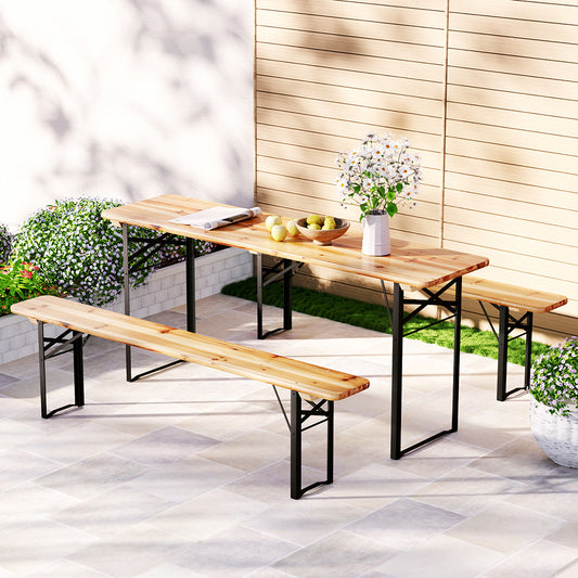 Gardeon 3pc Outdoor Dining Set Wooden Bench Lounge Patio