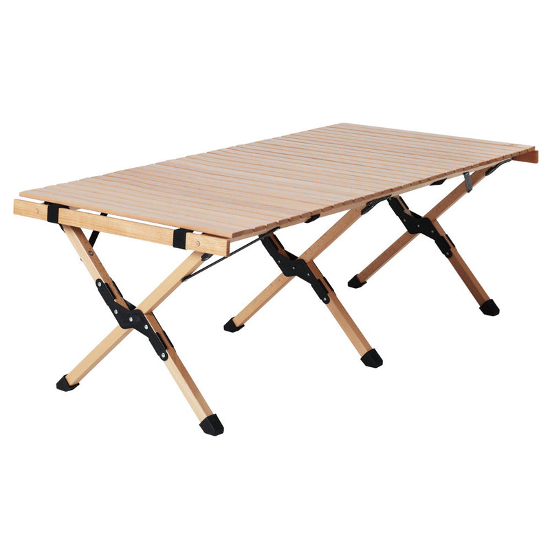 Gardeon 120CM Wooden Picnic Table Egg Roll Camping Desk