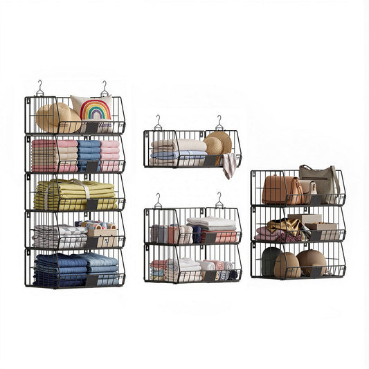 Artiss 5 Tier Stackable Closet Organiser Hanging Storage Shelves