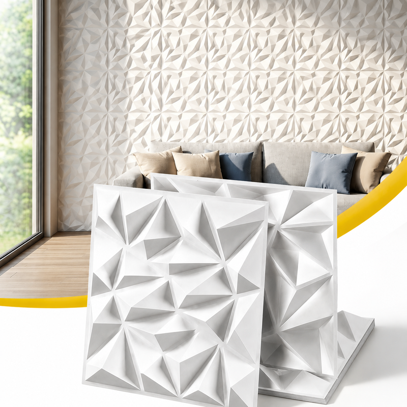 Artiss 3D Wall Panels Diamond PVC 50x50cm Set of 15