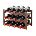 Artiss Bamboo Wine Rack 3-Tier 12 Bottle Display Storage Walnut