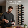 Artiss Wall Mounted Wine Rack 9 Bottle Metal Black Display Storage