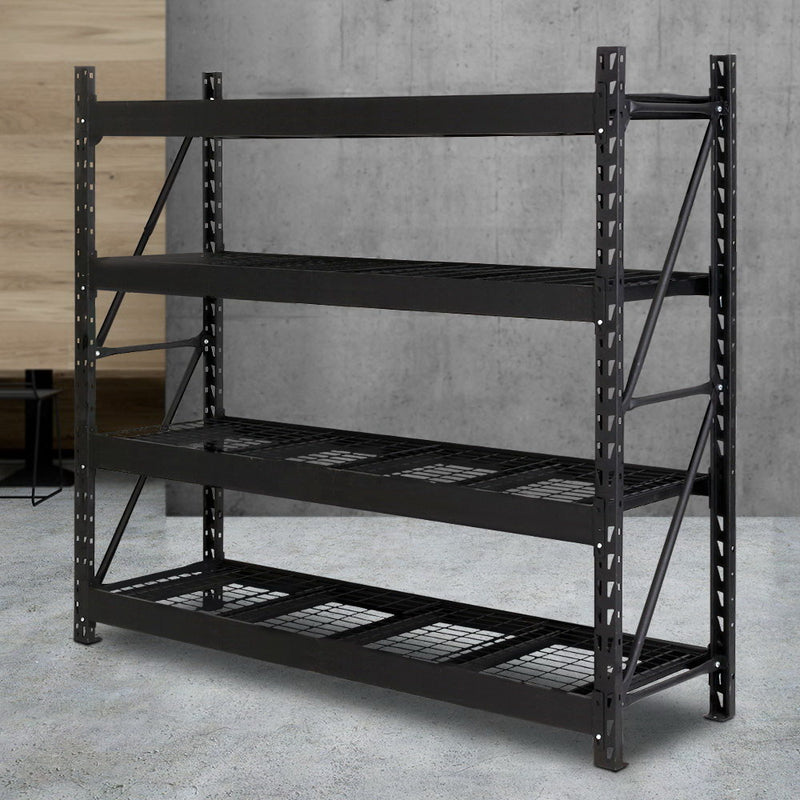 Giantz 2x2M Garage Shelving Rack Black Storage