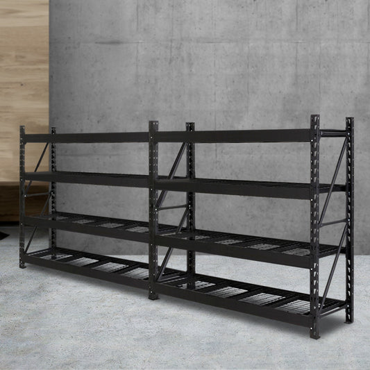 Giantz 4Mx2M Garage Shelving Rack Black Warehouse Storage